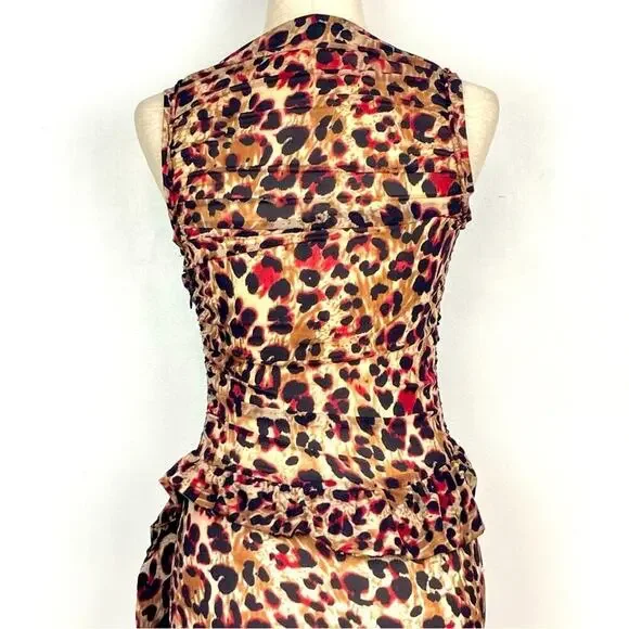 BALENCIAGA Animal Print Stretch Body Conturing Sleeveless Dress - Size 6 - Picture 5 of 11